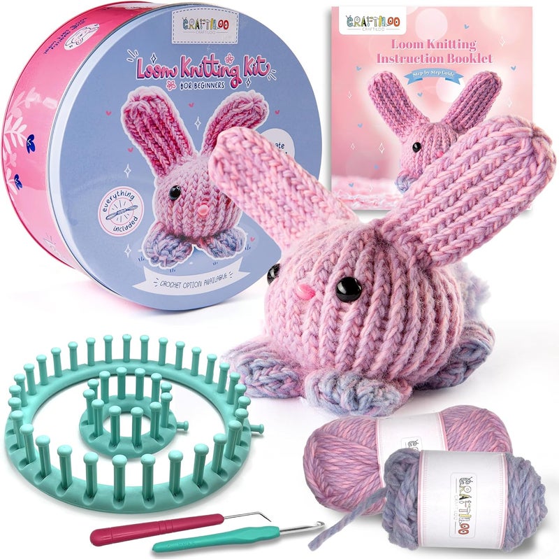 CRAFTILOO Loom Knitting and Crochet kit for Kids Crochet kit for Beginners Knitting kit for Beginners Knitting Loom Learn to Crochet Kits for Adults Beginner - Image 1